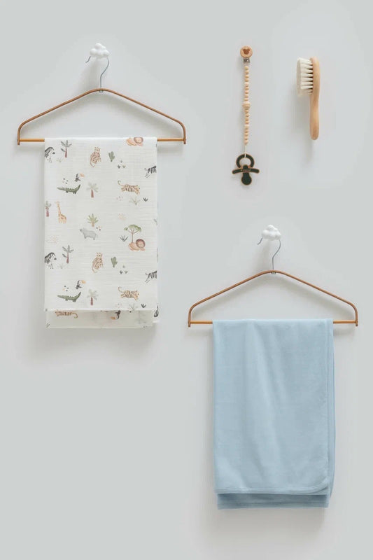 2 Baby Blankets, Pacifier Holder and Hairbrush