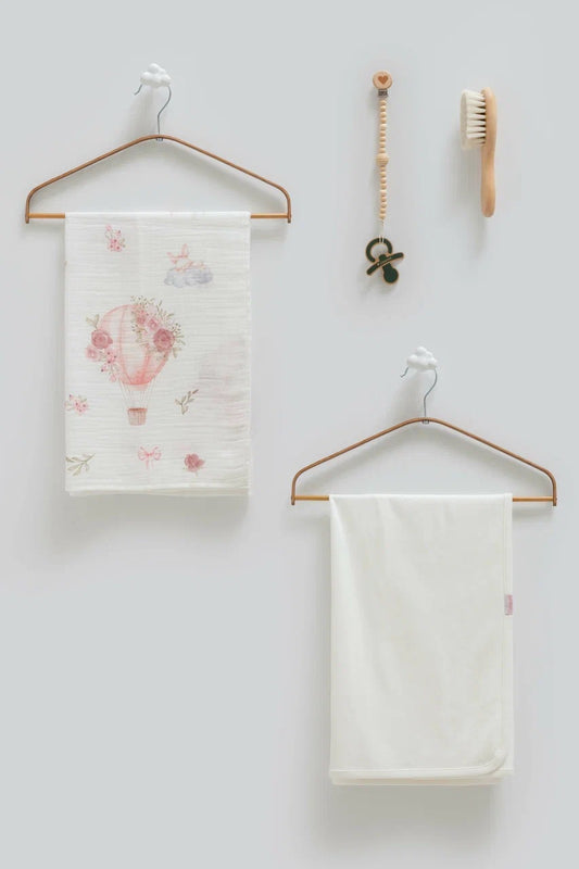 2 Baby Blankets, Pacifier Holder and Hairbrush