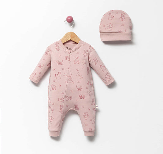 Baby Zipper Romper with Hat