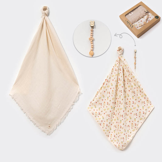 2 Baby Blankets and Pacifier Holder