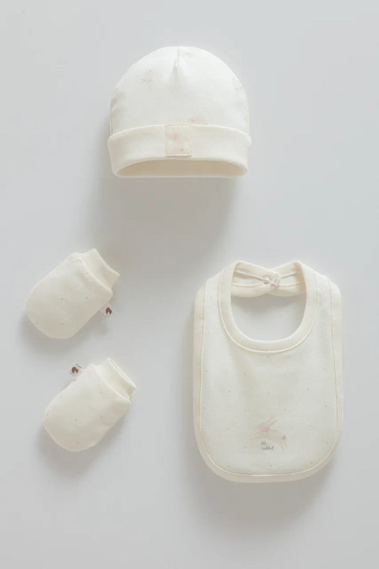 Baby Bib, Hat and Mittens