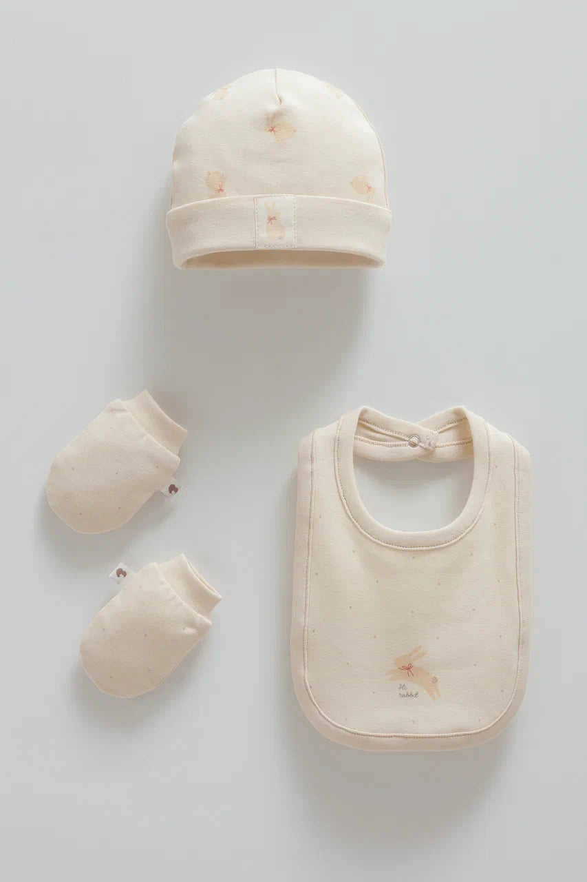 Baby Bib, Hat and Mittens