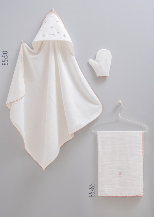 Baby Blanket, Hooded Towel & Wash Mitt Set