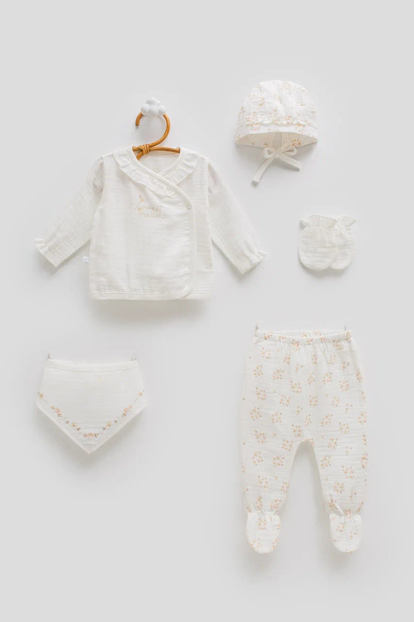 5-Piece Bamboo Muslin Baby Hospital Set