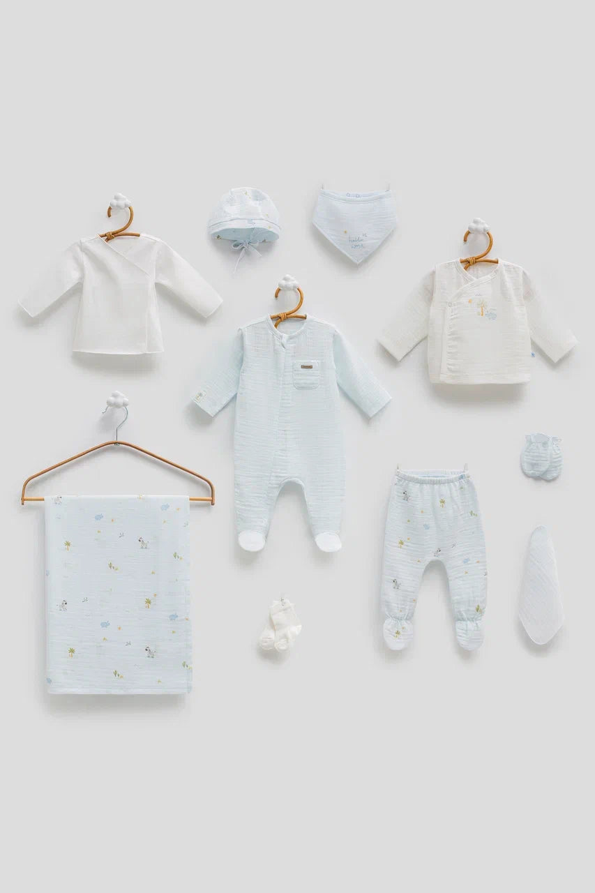 10-Piece Bamboo Muslin Baby Hospital Set