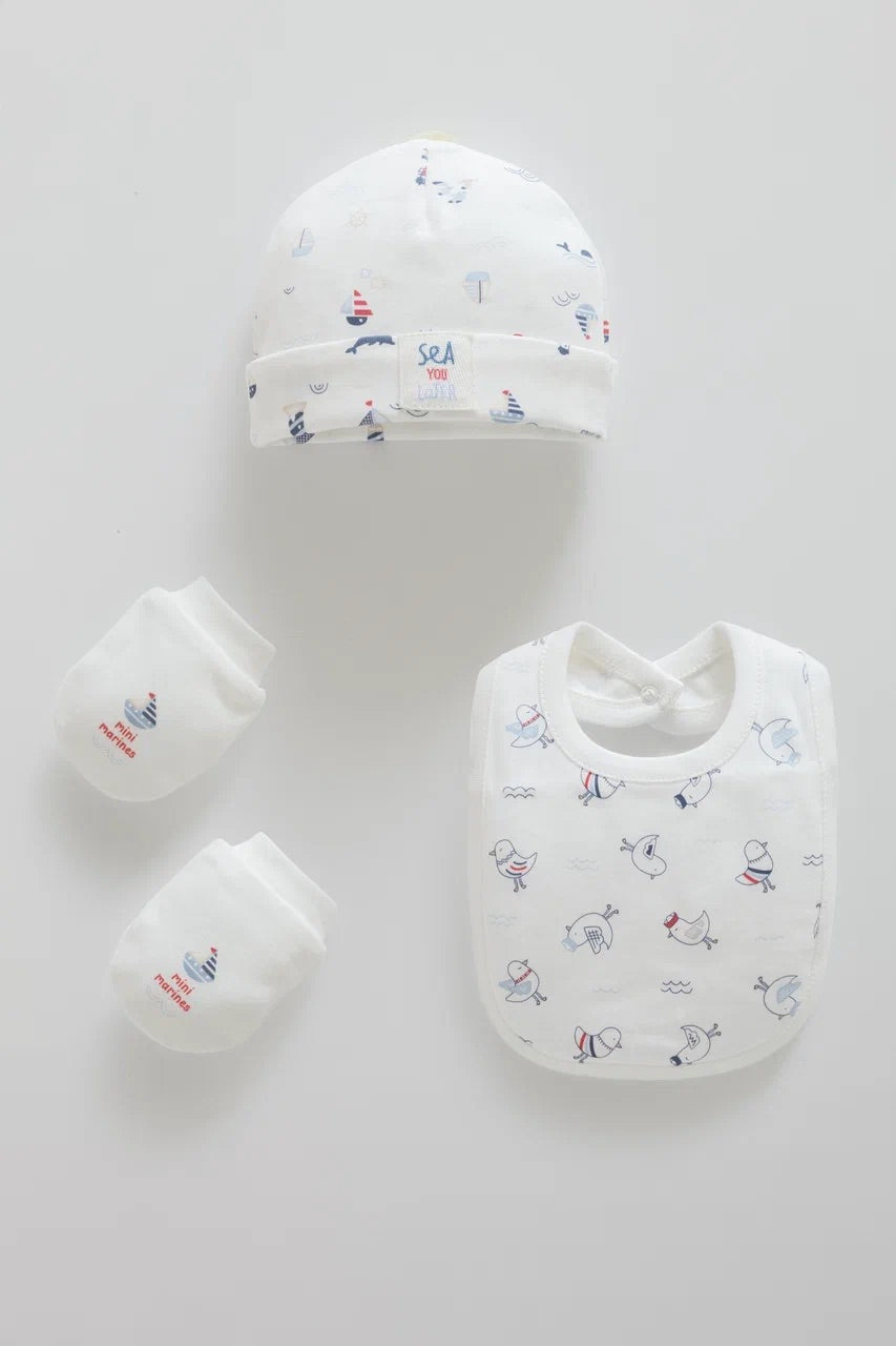 Baby Bib, Hat and Mittens