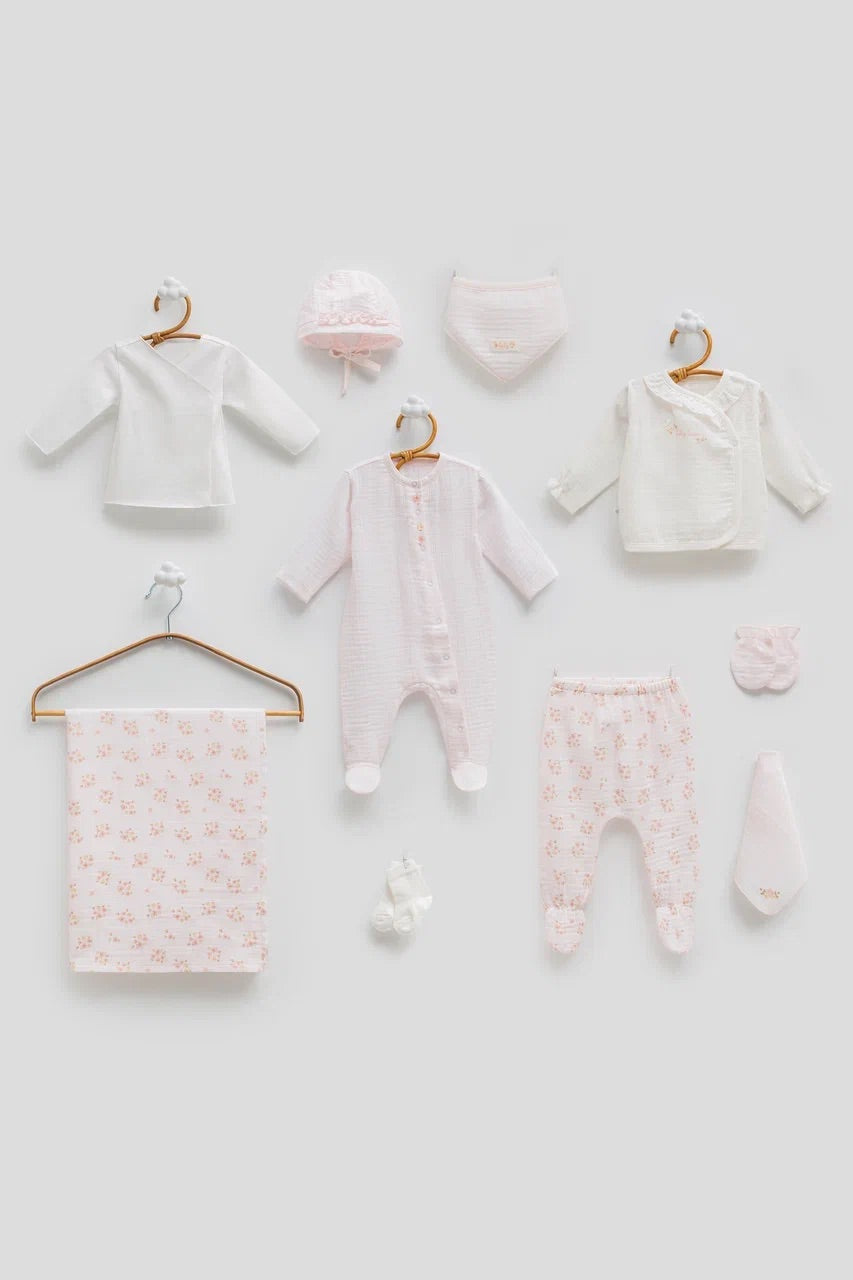 10-Piece Bamboo Muslin Baby Hospital Set