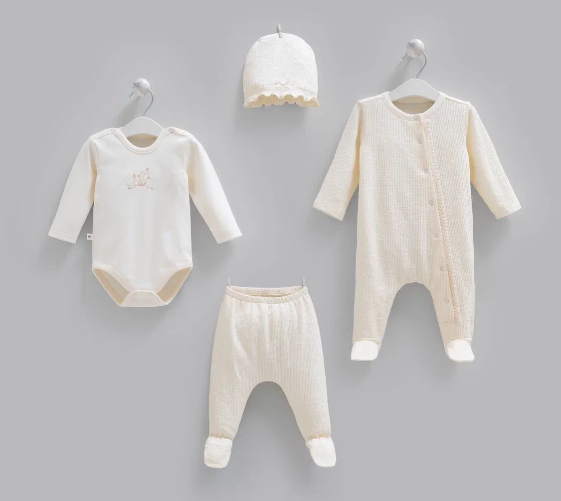 4-Piece Baby Set | Bodysuit, Pants, Romper and Hat
