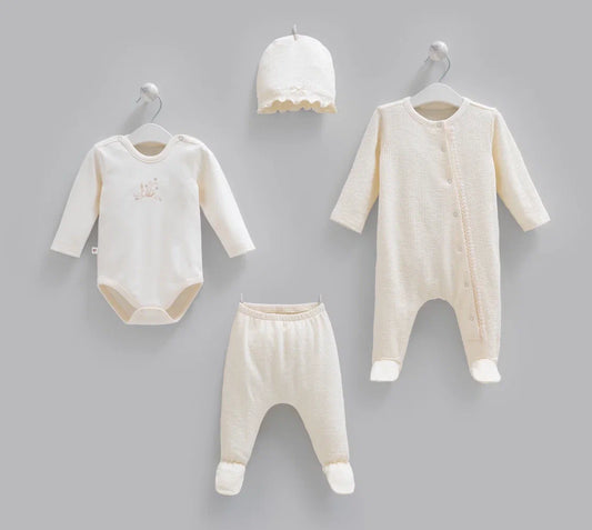 4-Piece Baby Set | Bodysuit, Pants, Romper and Hat