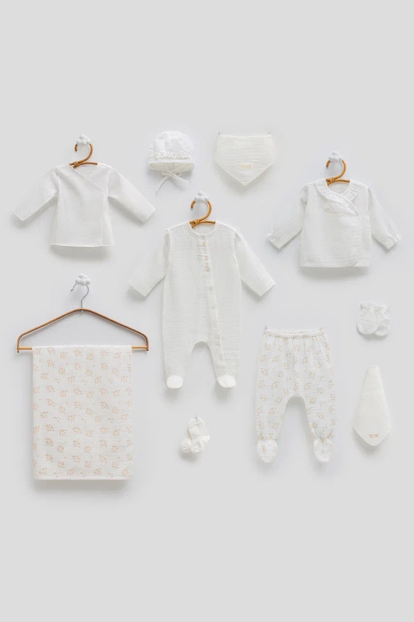 10-Piece Bamboo Muslin Baby Hospital Set