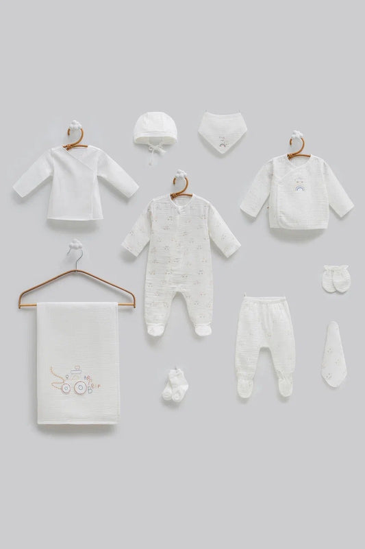 10-Piece Bamboo Muslin Baby Hospital Set