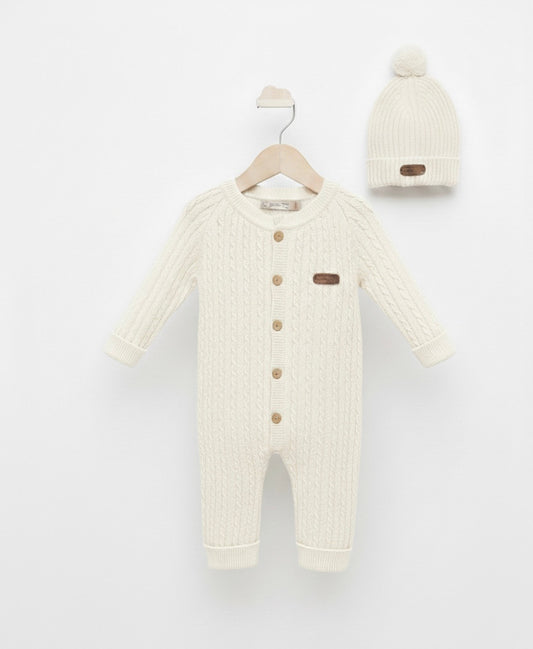 Knitted Baby Romper and Hat