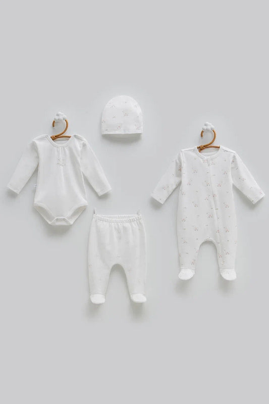 4-Piece Baby Set | Bodysuit, Pants, Romper and Hat
