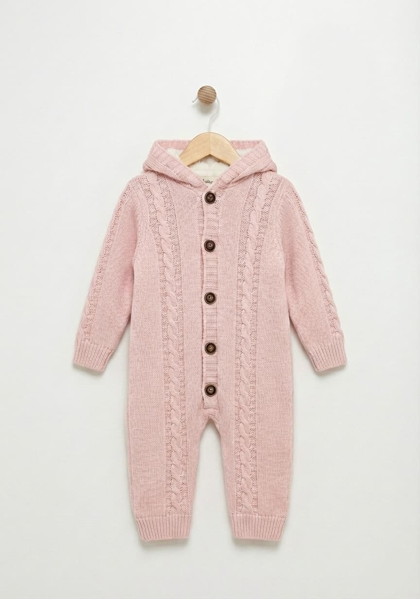 Fur-Lined Hooded Baby Romper
